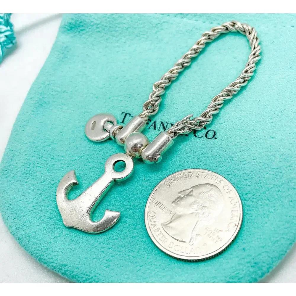 Tiffany & Co. Anchor Keychain Key Ring Sterling Silver Keyring